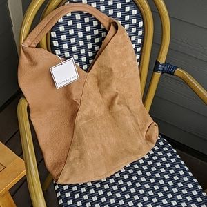 Slouchy brown hobo bag suede look by Shiraleah nwt